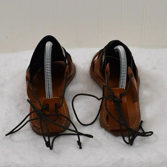 Madewell Gladiator Sandals Genuine Leather Strappy Flats Sz 6 Boho Hippie Camel - Picture 6 of 14